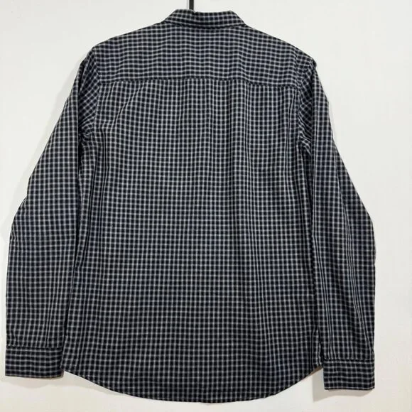 All Saints Murdo Long Sleeve Shirt M Grey Plaid Checkered Button Office Work - Picture 9 of 10